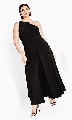 Women's Plus Size Ann Chain Black Jumpsuit