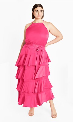 city chic hot pink dress Women's Plus Size Night Garden Hot Pink Maxi Dress
