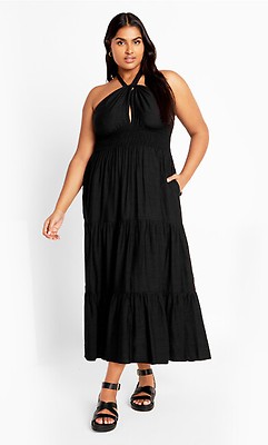 Women's Plus Size By The Beach Black Maxi Dress