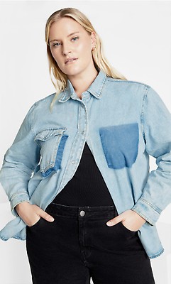 売れ筋商品|||シティーシック カットソー トップス レディース Plus Size Liv Denim Shirt Denim mid 222796denimmid-11desat.jpg