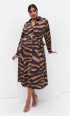 Women's Plus Size Florence Placement Mocha Maxi Dress
