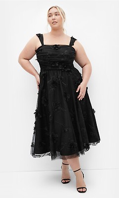City Chic | Halter Pleat Dress - Black | 16W