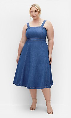 Women's Plus Size August Short Sleeve Light Wash Denim Dress