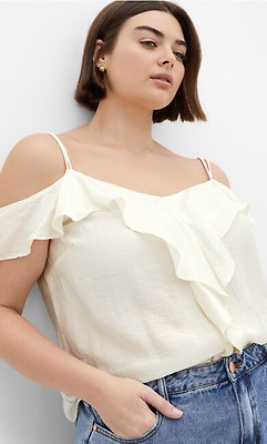 Women's Plus Size Sweet Ruffle Black Top