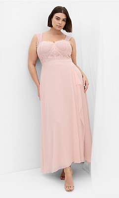 Women's Plus Size Sweet Evie Navy Lace Chiffon Maxi Dress