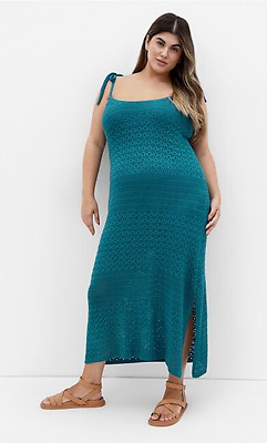 Women's Plus Size Harlow Aqua Sky Border V Neck Maxi Dress