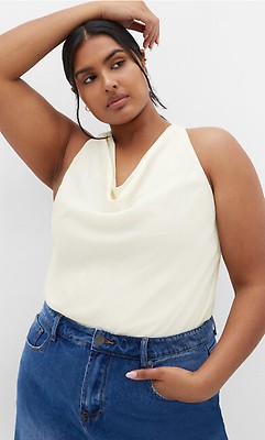 Women's Plus Size Cowl Neck Navy Cami