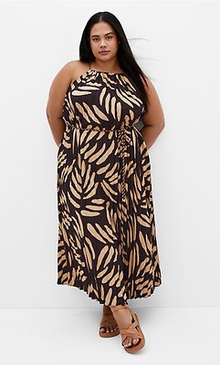 Women's Plus Size Oasis Tropical Maxi Dress - Foliage Leaves Print