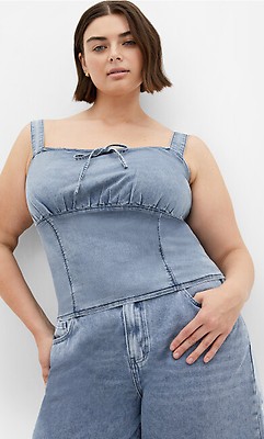 売れ筋商品|||シティーシック カットソー トップス レディース Plus Size Abbie Denim Top Dark denim City Chic Women's Plus Size Top-Abbie, Dark Denim, 12 at