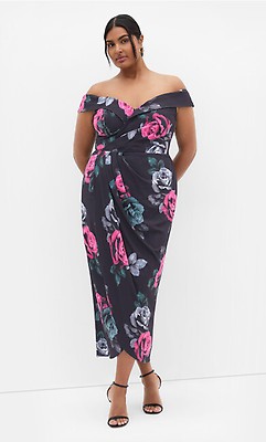 chinese dress ladies City Chic Women's Apparel Maxi Prt Dress, Blk Bright Desire, 16 Plus at  Amazon Women's Clothing store