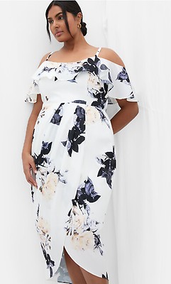 Women's Plus Size Claire Print Off Shoulder Black Dress
