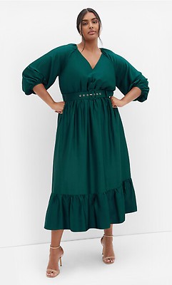 Women's Plus Size Amara Pleat Midi Mink Dress