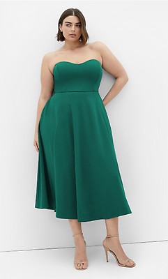 Women's Plus Size Kamila One Shoulder Metallic Emerald Dress