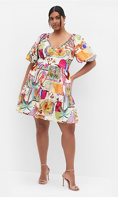 Women's Plus Size Simona Neutral Print Dress