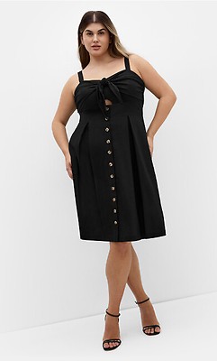 Women's Plus Size Frill Mini Shift Black Dress