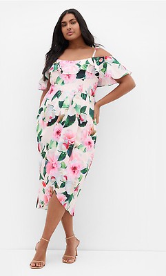 City Chic Plus Size Dallas Halter Maxi Dress - Tiered Print Dress 12-26