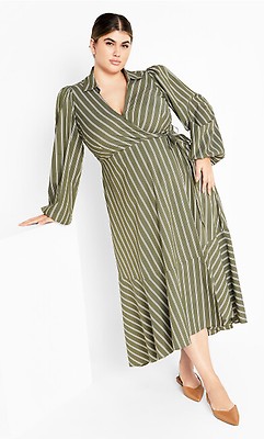 green emerald velvet dress Plus Size Solid Color Ruched Wrap Dress for Women Knee Length – Anna-Kaci main image 1