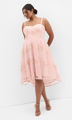 Women's Plus Size Scarlet Lace Heavenly Pink Midi Dress