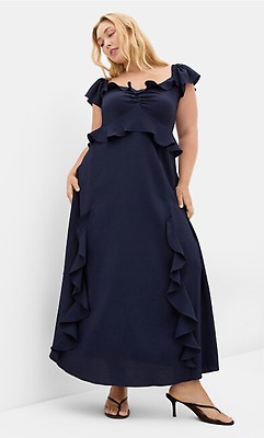 kelsie denim dress Women's Plus Size Kelsie Dark Wash Denim Maxi Dress