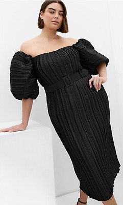 Women's Plus Size Faux Leather Hunter Dress - black
