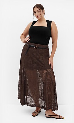 Women's Plus Size Miranda Midi Forest Green Skirt