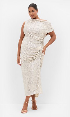 Women's Plus Size Radiant Soft Gold Maxi Dress