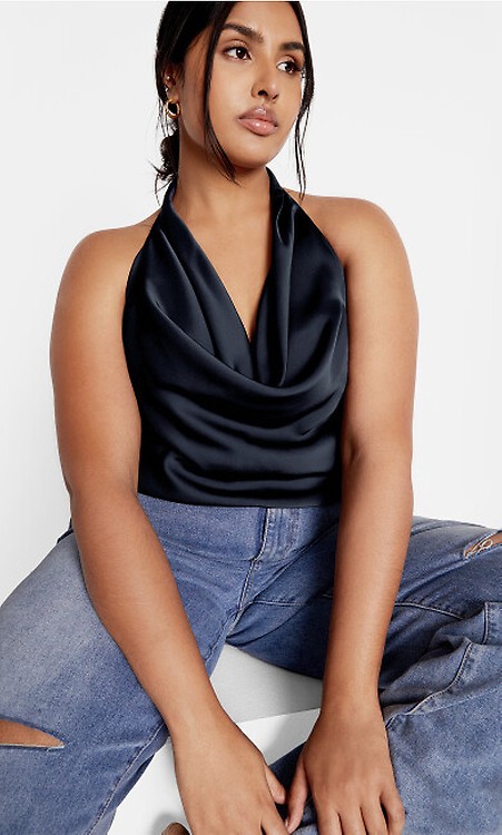 Women's Plus Size Chloe Cowl Navy Top