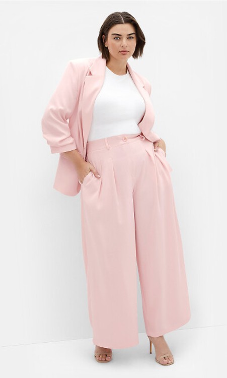 Women's Plus Size Abbie Wide Leg Pink Pant