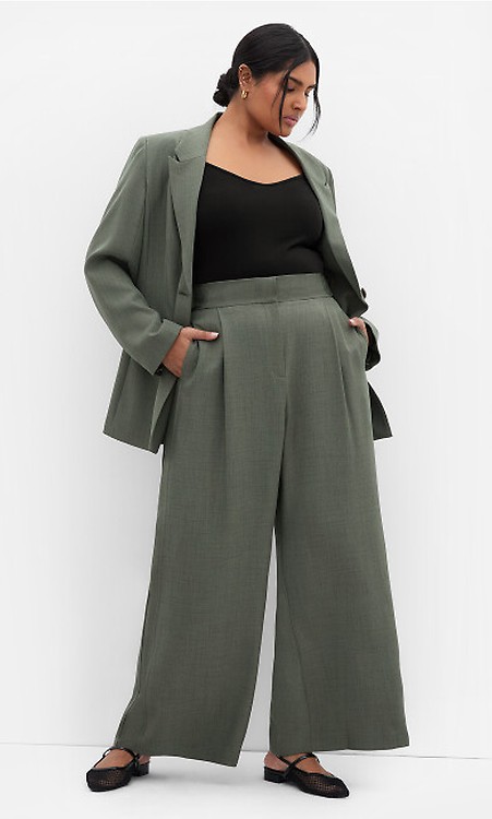 Women's Plus Size Blakely Wide Leg Olive Pant