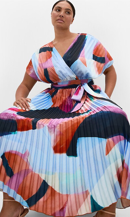 pleated plus size dress Petal and Pup Women's Pontee One Shoulder Midi drawn there by how the fabric hugs just enough AOMEI Women's Stand Collar Pleated