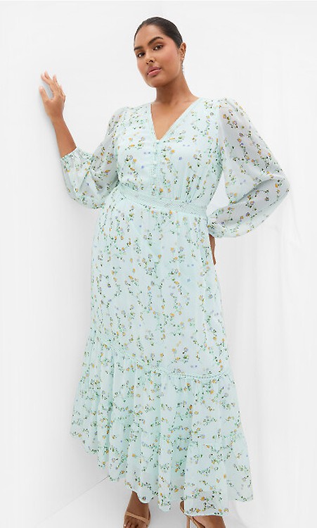 kiki green dress City Chic Women's Ditsy Print Maxi Ladies dresses