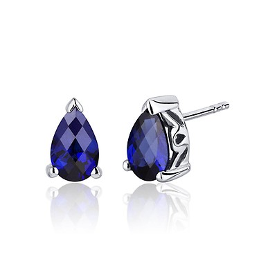 Sapphire Scroll Stud Earrings in Sterling Silver Ruby Oscar