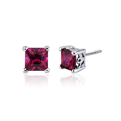 Ruby Stud Earrings in Sterling Silver | Ruby & Oscar