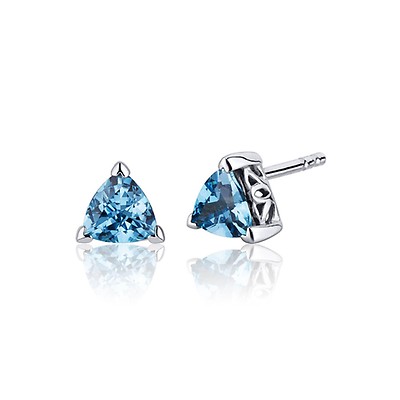 London Blue Topaz Stud Earrings in Sterling Silver | Ruby & Oscar