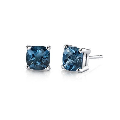 Elite jewels 10k white gold genuine 6mm clearance 1.60 carat cushion white topaz stud earrings