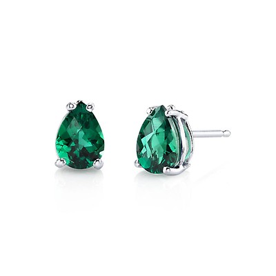 Emerald stud earrings white on sale gold