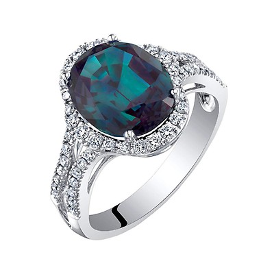 Alexandrite Diamond Ring in 9ct White Gold Ruby Oscar
