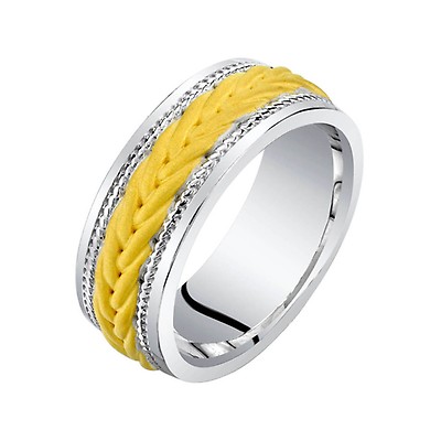 Bling Jewelry Men's Wheat Rope Braid Cable Wedding Band Ring .925 Sterling  Silver 