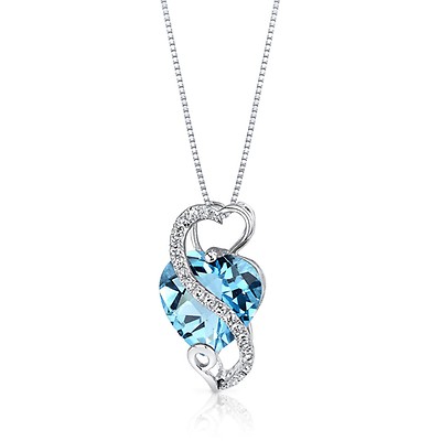 Swiss Blue Topaz & Diamond Pendant Necklace | Ruby & Oscar