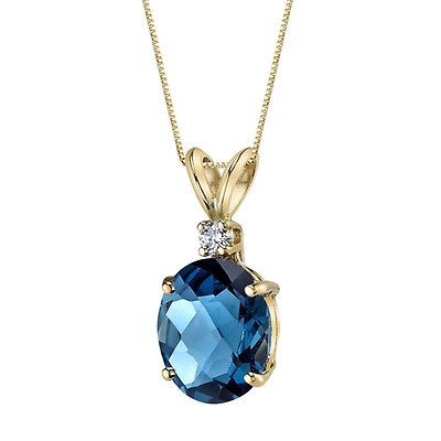 London Blue Topaz & Diamond Pendant Necklace | Ruby & Oscar