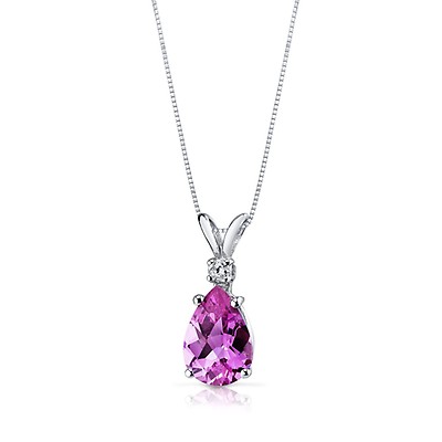 Pink Sapphire Necklace - Round 2.40 Ct. - 14K White Gold #J8432