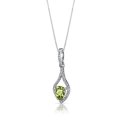 Peridot & Diamond Pendant Necklace in 9ct White Gold | Ruby & Oscar