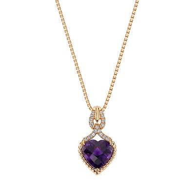 Amethyst Pendant Necklace in solid 9ct rose gold | Ruby & Oscar