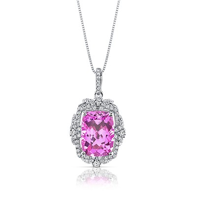 Pink Sapphire Pendant Necklace in Sterling Silver | Ruby & Oscar