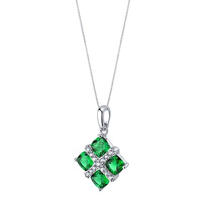 Emerald Pendant Necklace in Sterling Silver | Ruby & Oscar