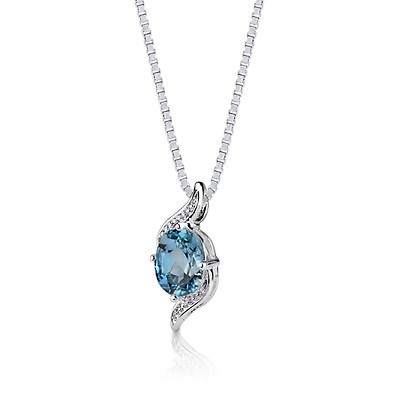Swiss Blue Topaz Pendant Necklace in Sterling Silver | Ruby & Oscar