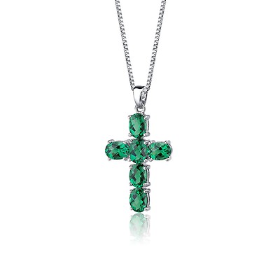 Emerald Pendant Necklace in Sterling Silver | Ruby & Oscar