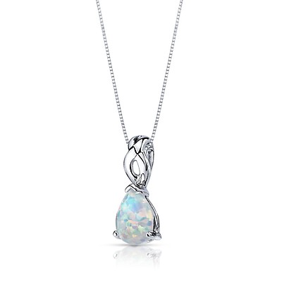 Sterling Silver Created Opal Necklace - thegoldsmith