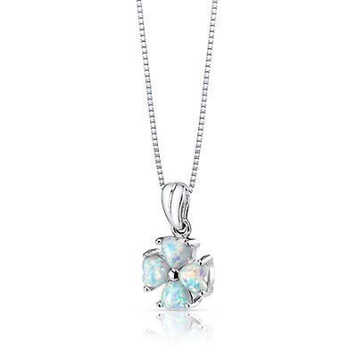 Sterling Silver Created Opal Necklace - thegoldsmith