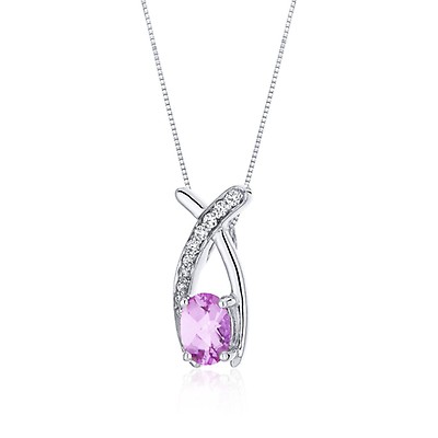 Pink Sapphire Heart Necklace 18KGP 925 Sterling Silver 